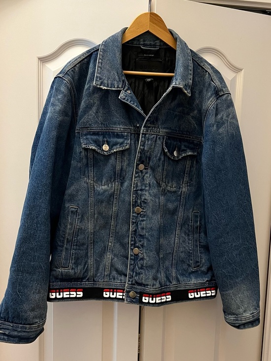 Guess Other - GUESS Dark Blue Denim Jacket with Branded Hem Tape